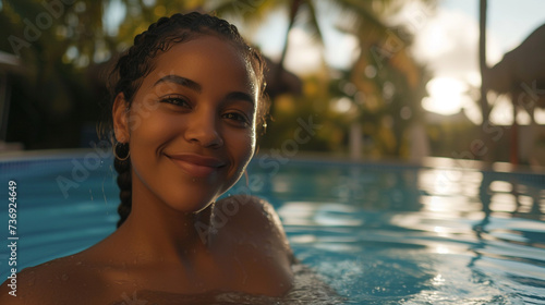 young adult woman on tropic...