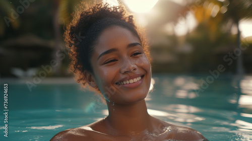 young adult woman on tropic...