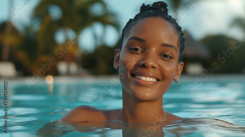 young adult woman on tropic...