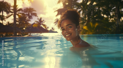 young adult woman on tropic...