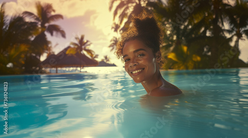 young adult woman on tropic...