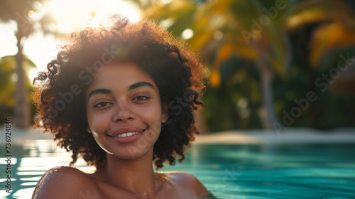 young adult woman on tropic...