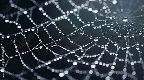 spider web with dew drops close.up macro photography background