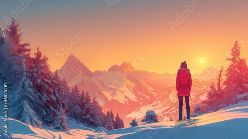 Person Standing on Top of Snow Covered Hill