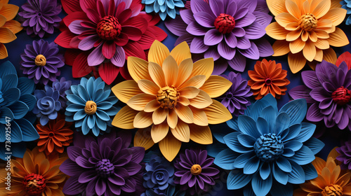 3D multicolored flowers three-dimensional painting.