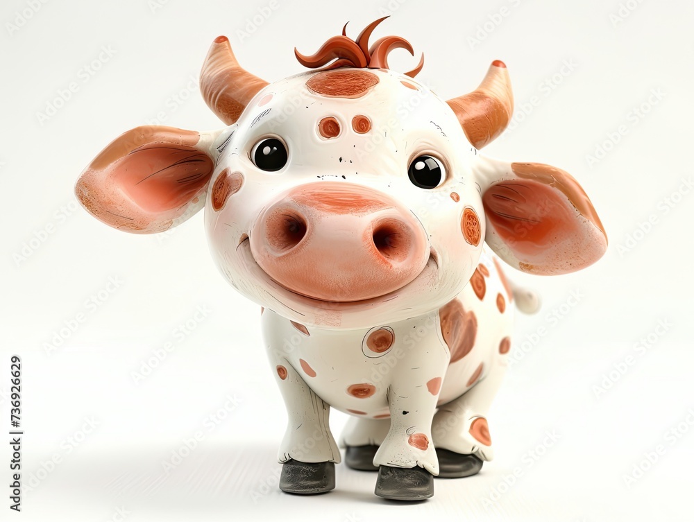 Ceramic Cow Figurine Sitting on White Surface Ceramic Cow Figurine Sitting on White Surface