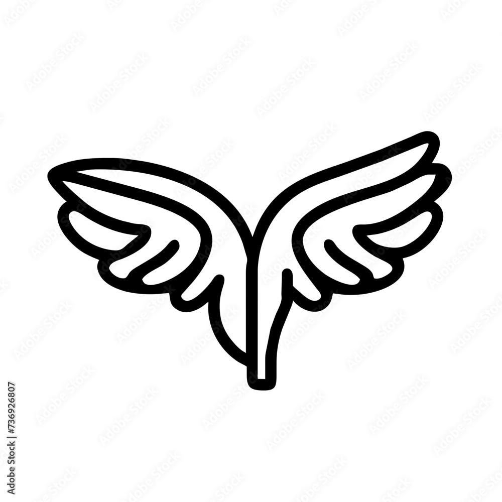 Obraz premium Wings Icon, symbolizing freedom, flight, and aspiration. wings icon, feathers icons, feather wings icon