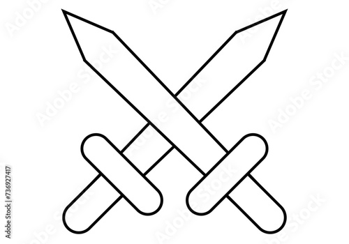 Icono negro de espadas en fondo blanco.