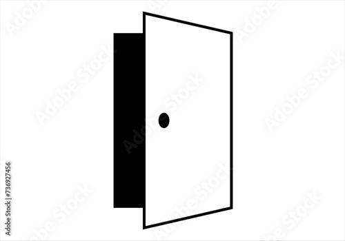 Icono negro de puerta abierta de salida o entrada.