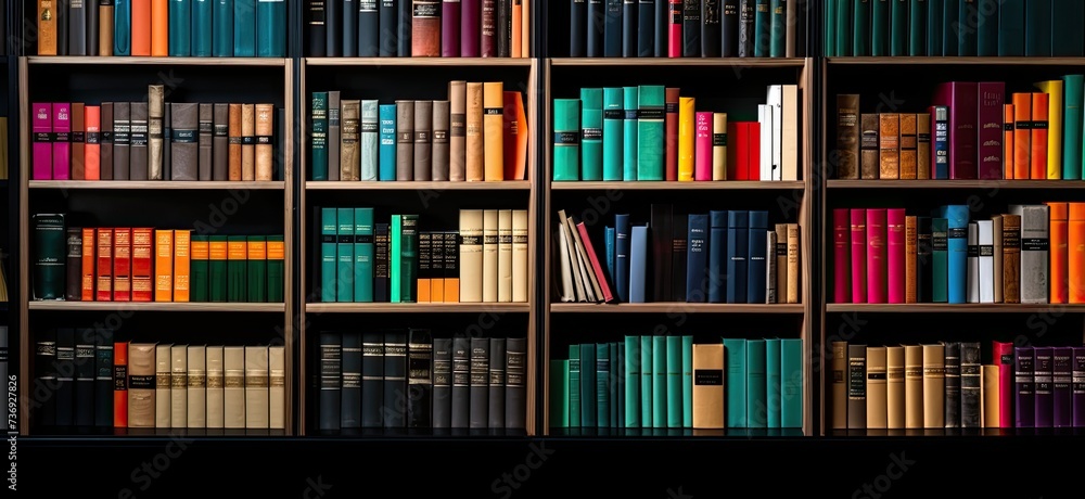 Expansive library with rows of towering shelves filled with books, creating an atmosphere of knowledge and learning. Expansive library with rows of towering shelves filled with books, creating an atmosphere of knowledge and learning.