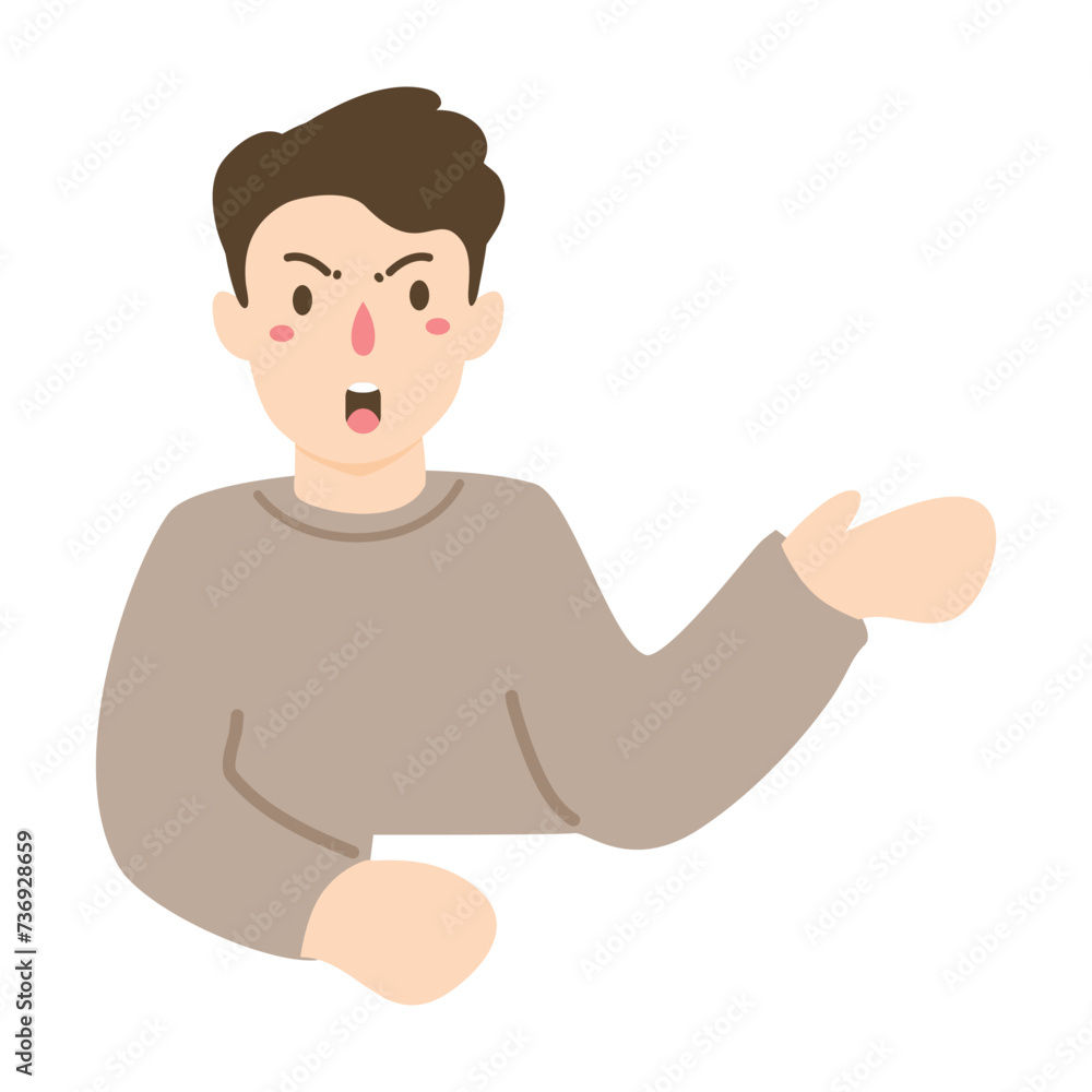Angry Man Pointing at Something illustration