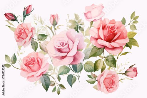 a bouquet of pink roses with green leaves