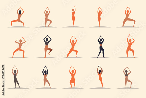 a woman doing yoga poses in various poses