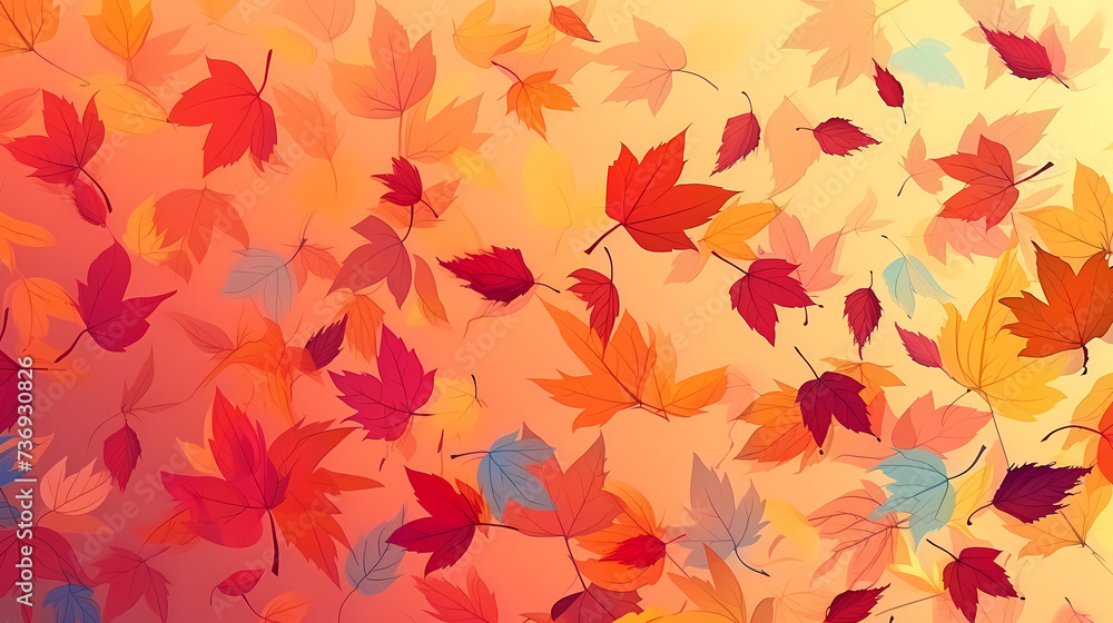 Autumn scenery, autumn scenery with falling maple leaves Autumn scenery, autumn scenery with falling maple leaves