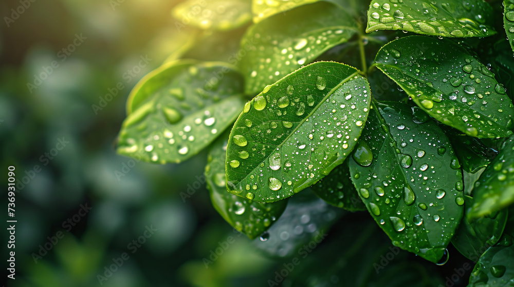 Beautiful large drop morning dew in nature, selective focus. Drops of clean transparent water on leaves. Sun glare in drop. Image in green tones. Spring summer natural background. Beautiful large drop morning dew in nature, selective focus. Drops of clean transparent water on leaves. Sun glare in drop. Image in green tones. Spring summer natural background.