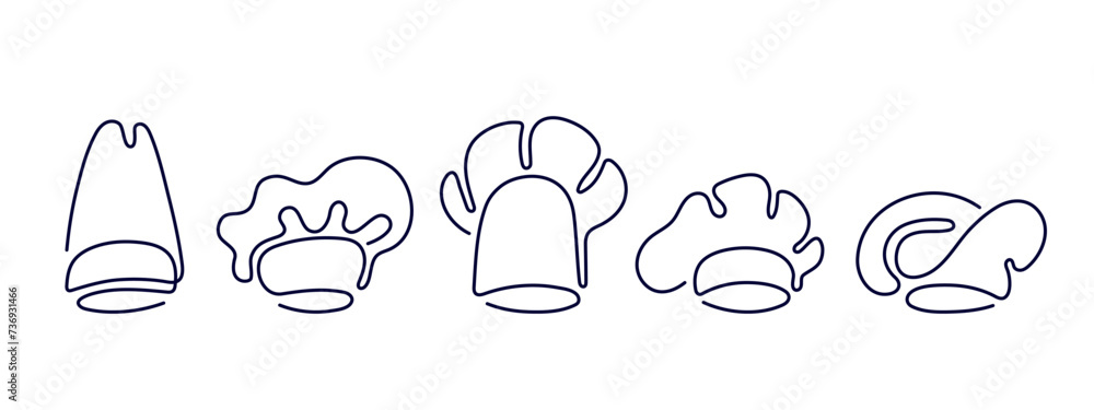 Chef hats. Line doodle batch. Uniform clothes logo Chef hats. Line doodle batch. Uniform clothes logo