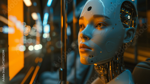 a humanoid android robot wi...