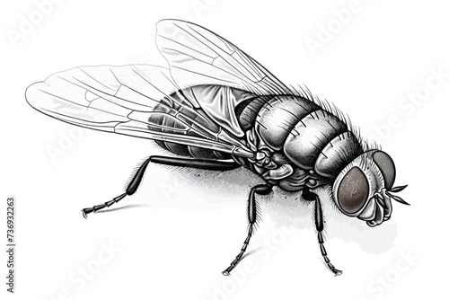 a drawing of a fly on a white background