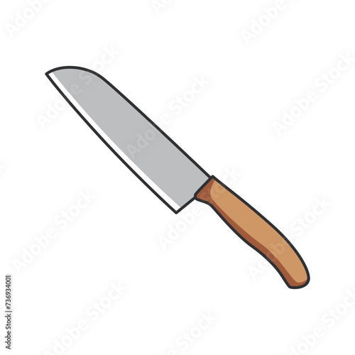 santoku knife icon. Kitchen utensil and cooking theme. Isolated design. Vector illustration