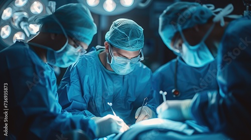 Surgeons perform surgery on a person in the operating room. Operative treatment