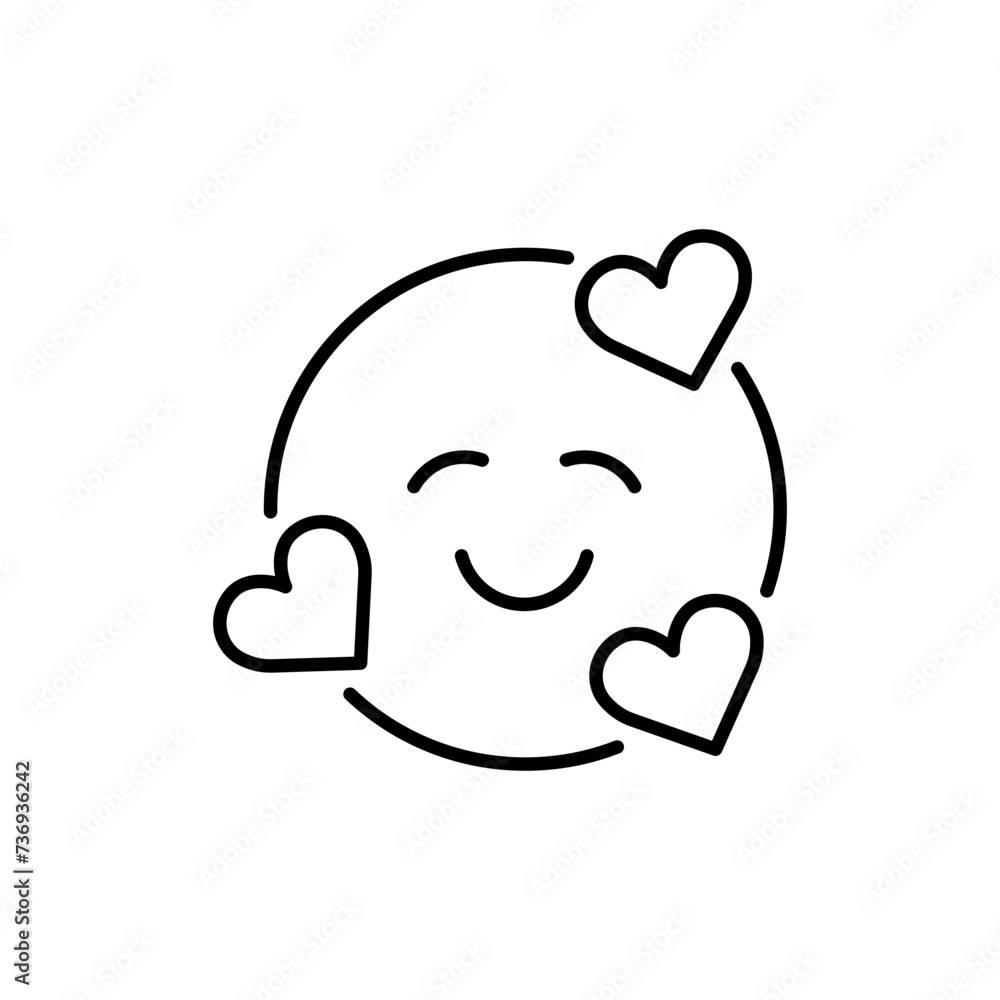 Emoticon with heart icon vector illustration. Emoji in love on isolated background. Love smile face sign concept.