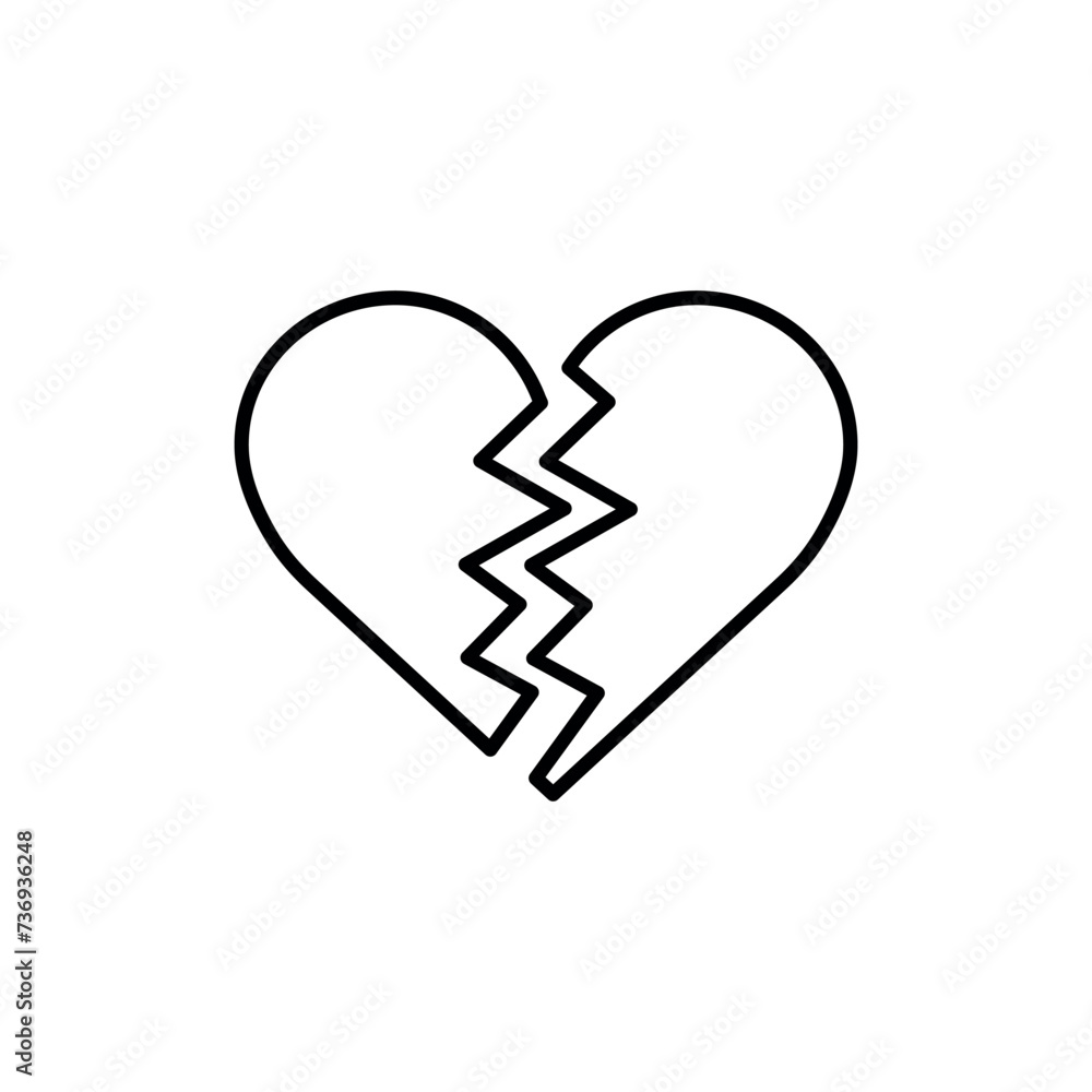 Heart break icon vector illustration. Heartbreak on isolated background. Broken heart concept. Heart break icon vector illustration. Heartbreak on isolated background. Broken heart concept.