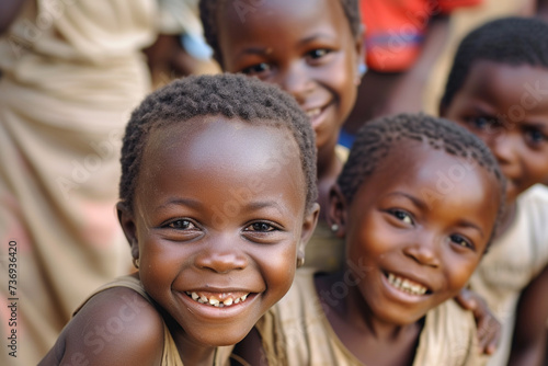 Portrait of happy African children, selective focus