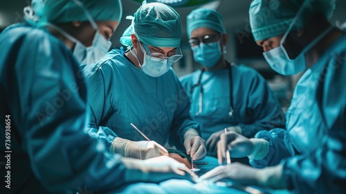 Surgeons perform surgery on a person in the operating room. Operative treatment