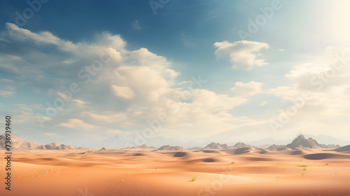 Fantasy landscape with sand dunes and mountains. 3d illustration photo