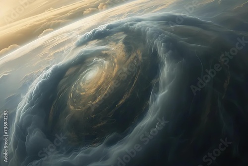 High-quality stock photo of a detailed artistic rendition of an exoplanet's atmosphere, with swirling clouds and storms, showcasing the diversity of planetary weather. photo