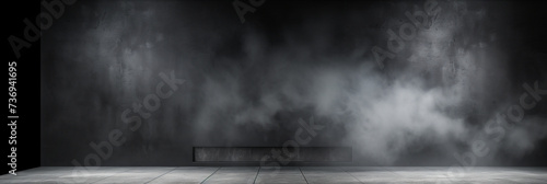 Empty studio room with cement walls and smoke float up