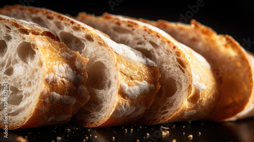 Close-up of sliced fresh homemade sourdough bread 