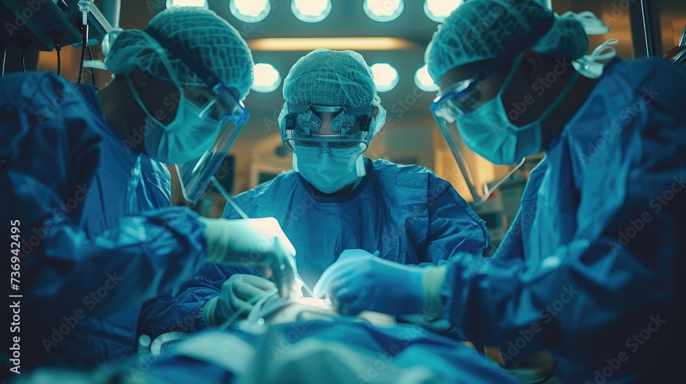 Surgeons perform surgery on a person in the operating room. Operative treatment Surgeons perform surgery on a person in the operating room. Operative treatment