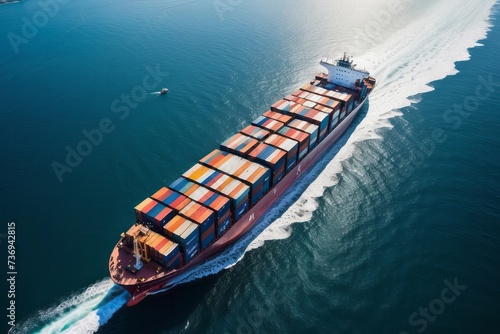 container ship in export and import global business and logistic. Global transportation