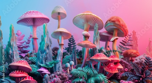 collage banner with mushrooms, Plants , Gradients