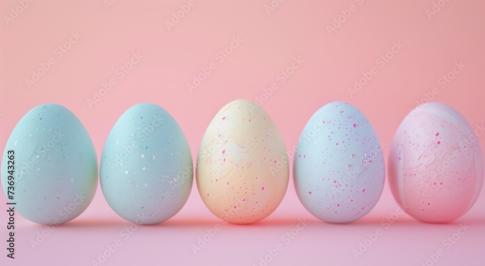easter colorful eggs, Pastel Retro card, copy space,
