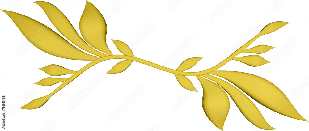 3D rendering of a border branch with leaves of different sizes on a transparent background 3D rendering of a border branch with leaves of different sizes on a transparent background