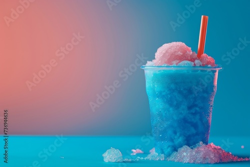 closeup product photo of an iced slushie drink on a plain studio background