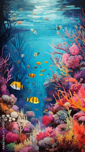 Coral reef with colorful fish © Katya