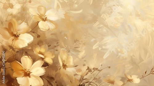 Beautiful abstract beige and white impressionistic floral design background beautiful White background and gold art marble abstract art background. Golden line art flower and leaves organic shapes