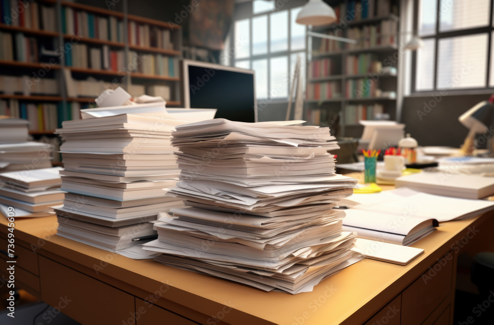 Stack of blank paper with binder clips on wooden table indoors Stack of blank paper with binder clips on wooden table indoors