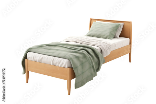 bed single for sleep and for relaxing when getting tired realistic isolated on white background or png transparent background