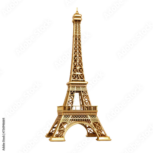 Eiffel tower of paris france in golden color isolated white background  © Creative Canvas