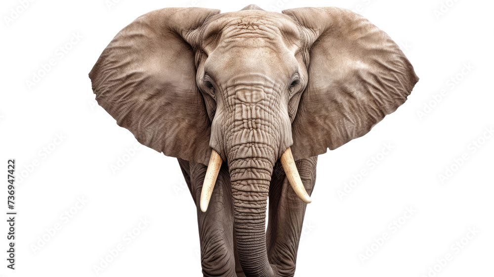 Elephant Face shot isolated on transparent PNG background