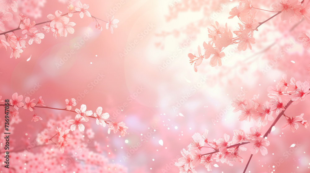 幻想的な桜の花の風景イラスト　Generative AI
