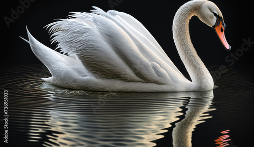 Fototapeta Naklejka Na Ścianę i Meble -  swan natural color outline realistic picture Ai generated art