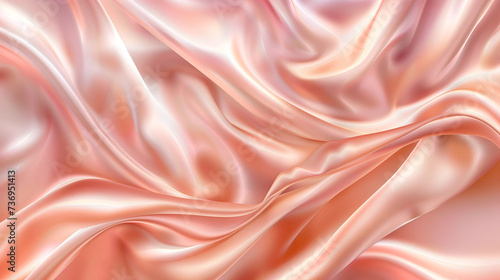 Luxury Pink Golden Fabric Wavy Background,Satin background. Beautiful smooth elegant wavy peach orange satin silk background