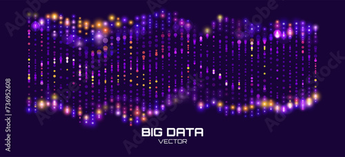 DNA Digital Sequence Code Structure with Glow. Science Concept. Abstract Nano Technology Bokeh Background. Vector Design.