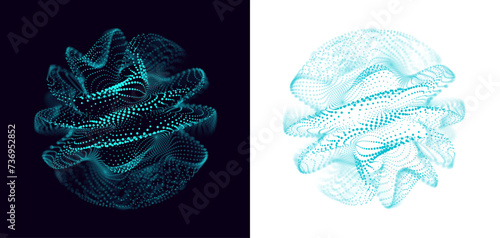 Virtual Assistant Voice Recognition Abstract Particles Visualization. Technology Background. AI Artificial Intelligence Dots Sphere. Vector Illustration.