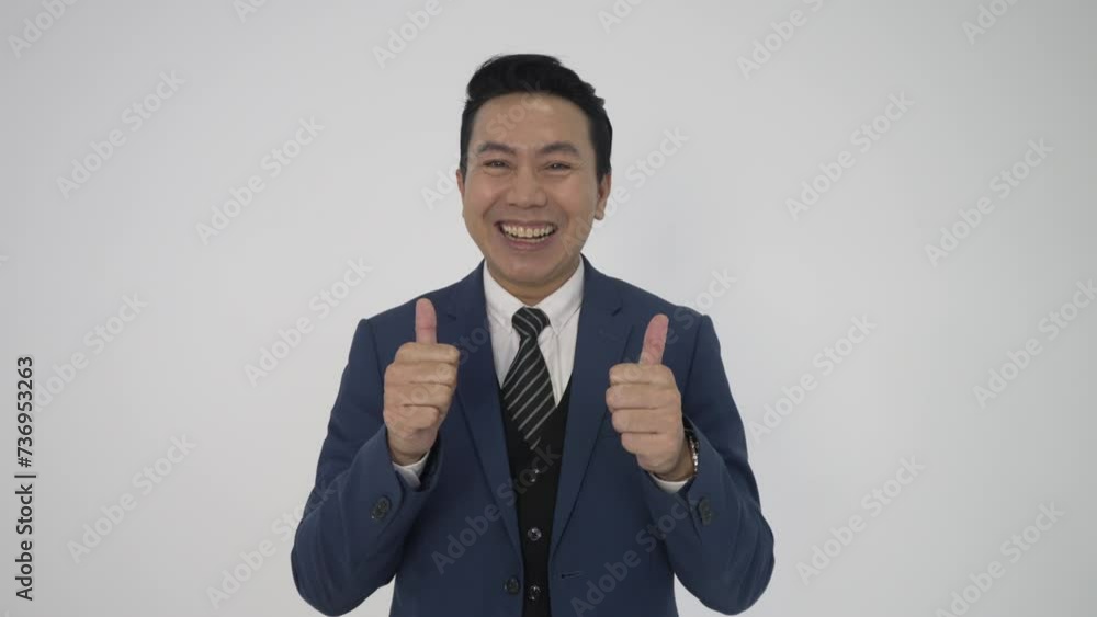 White collar worker show positive emotion on white background. White collar worker show positive emotion on white background.